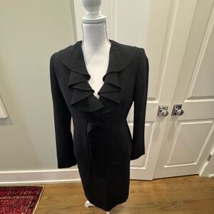 Anne Klein Black Ruffled Blazer Suit set (blazer and skirt included)